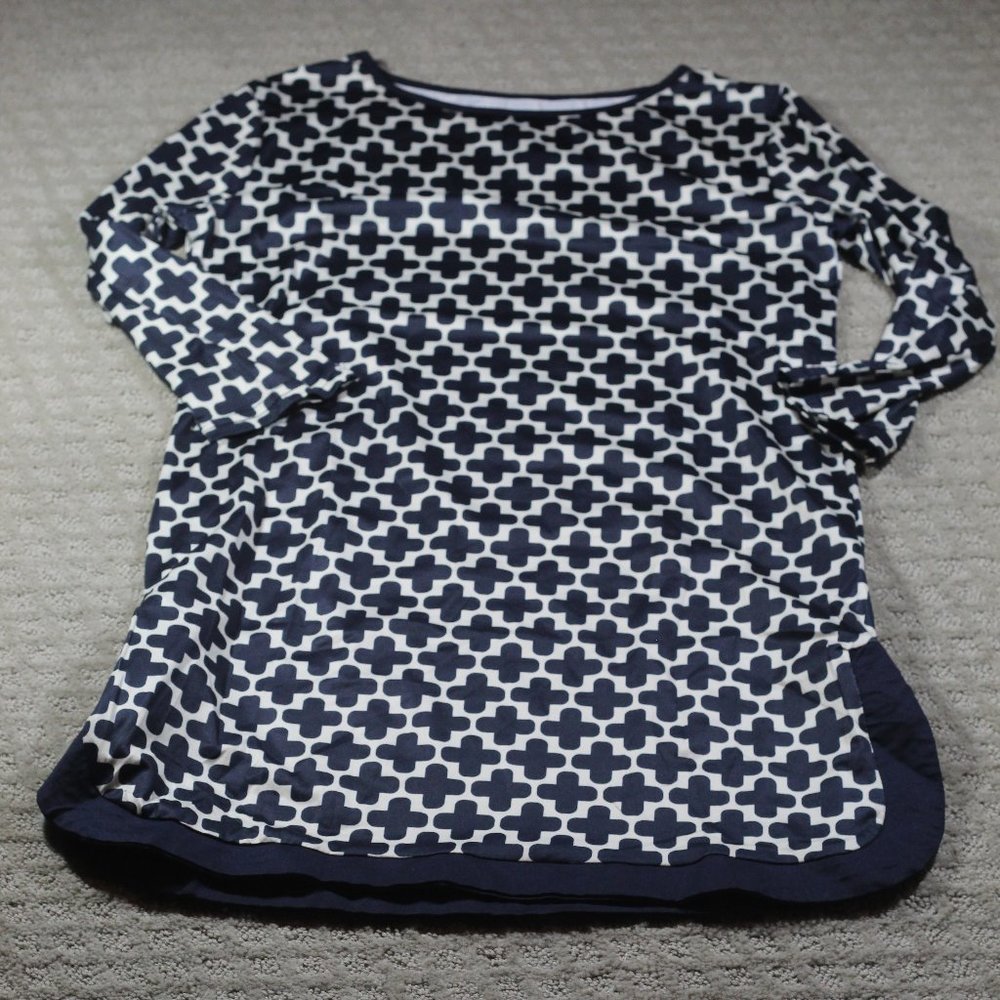 Shein Curve Size Small Navy Blue Patterned Maxi Blouse/Mini Dress - LIKE NEW